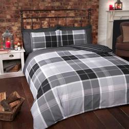 Rapport Furnishings King Argyle Duvet Cover White, Grey