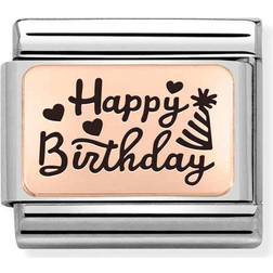 Nomination Composable Classic Link Happy Birthday Charm - Silver/Rose Gold/Black