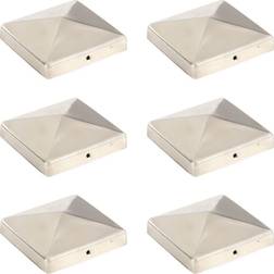 vidaXL Bouchons de Poteau de Clôture Pyramidaux 6 pcs Inox 101x101 mm