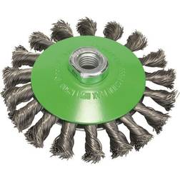 Bosch 2608622109 Conical Brush Knotted Wire 0.35mm, 115mm x M14, Inox, Silver/Green