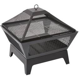 Trueshopping Outdoor Fireplace with Mesh Lid, Grill, Poker