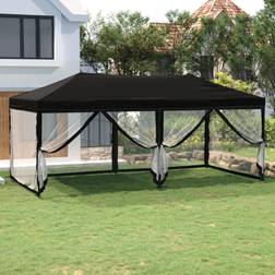 vidaXL Tenda Per Feste Pieghevole Con Pareti Laterali Nero 3 x 6 m