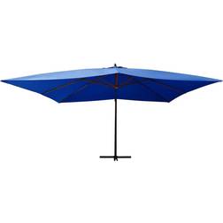 vidaXL Ombrellone A Sbalzo Con Palo In Legno 400x300 cm Azzurro 300cm