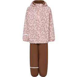 CeLaVi Rainwear w. Suspenders/Fleece - Peach Whip w. Flowers