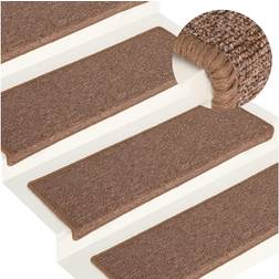vidaXL 15 stk. trappemåtter 65x25 brun Brun