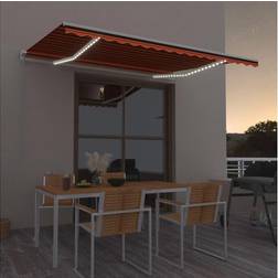 vidaXL Tenda Da Sole Retrattile Manuale LED 400x300 cm Arancio Marrone - Multicolore