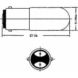 Glødelampe 24v 5w ba15d 16x54 mm