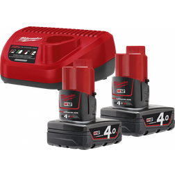 Milwaukee Kit chargeur 2 batteries Li-ion 12V 4Ah