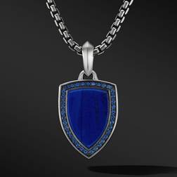 David Yurman Shield Amulet with Lapis Lazuli and Pave Sapphires Blue/Silver