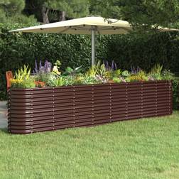 vidaXL brown, 332 Garden Planter Powder-coated Steel Raised Bed