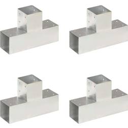 vidaXL Connecteurs de Poteau 4 pcs Forme en t Métal Galvanisé 91x91 mm