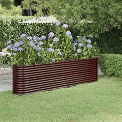 vidaXL brown, 260 Garden Planter Powder-coated Steel Raised Bed