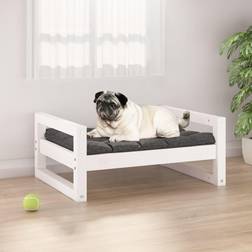 vidaXL Cuccia Per Cani Bianca 65.5x50.5x28 cm In Legno Massello Di Pino