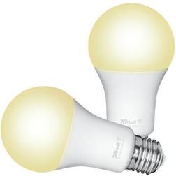 Trust Ampoule LED Connectée E27 Compatible avec Alexa et Google Home, Sans Hub, WiFi 2.4GHz Dimmable Lumière Blanche Lot de 2