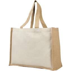 Bullet Varai Canvas/Jute Shopping Tote Bag (19 x 42.2 x 32.5cm) (Navy)