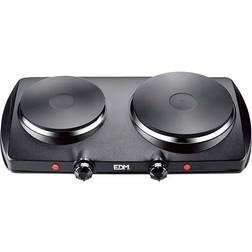 Edm Black Electric Stove 1400W 2 BURNER CE/A13