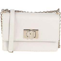 Furla 1927 mini white leather crossbody bag with flap, White