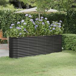 vidaXL Jardinera Arriate Acero Recubierto Polvo 224x40x68 cm - Antracita