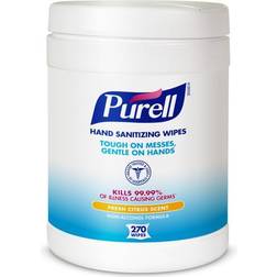 Purell Hand Wipes, 6 6 3/4, White, 270 Wipes/Canister