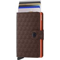 Secrid brown printed leather anti-theft wallet with RFID protection, Dark brown.