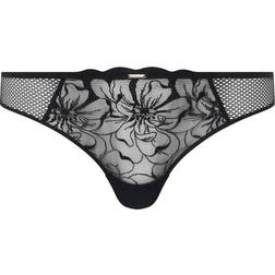 Chantelle Embroidered Fishnet Thong - Nero