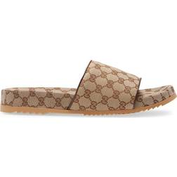 Gucci Men's Canvas Slide Sandal - Beige/Ebony