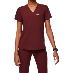 FIGS Catarina One-Pocket Scrub Top - Burgundy