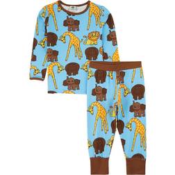 Småfolk Printed Pyjamas - Safari/Blue Grotto