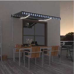 vidaXL Tenda Da Sole Retrattile Manuale con LED 400x300 cm Blu e Bianco