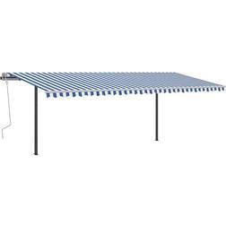 vidaXL Tenda Da Sole Retrattile Manuale Con LED 6x3,5 m Blu e Bianca