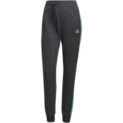 Adidas Women's Essentials Fleece 3-Stripes Pants - Dark Grey Heather/Mint Ton