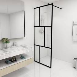 vidaXL Inloopdouchewand 80x195 cm Gehard Glas Zwart