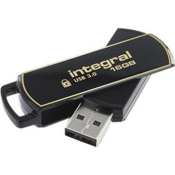 Integral Memory INFD16GB360SEC3.0 USB 3.0-pinne med SecureLock programvara svart/guld