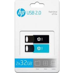 HP v212w 64 Go USB 2.0 Pack 2 unités Noir/Bleu