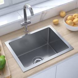 vidaXL Handmade Kitchen Sink Stainless Steel 17.3 x 13.4 x 7.9 in