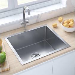 vidaXL Handgemachte Einbauspüle Edelstahl Silber