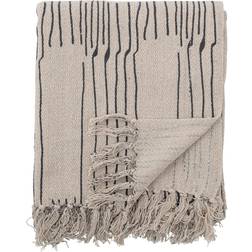 Bloomingville Celly Plaid Tæppe Naturfarvet, Blå, Hvid, Sort