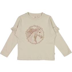 Wheat T-Shirt Broderet Hest fossil