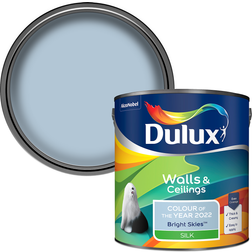 Dulux Walls & Ceilings Silk Emulsion Bright Ceiling Paint, Wall Paint 2.5L