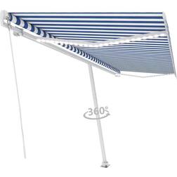 vidaXL Manual Retractable Awning with led Blue