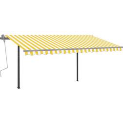 vidaXL Auvent Manuel Rétractable Avec Poteaux 4x3,5 m Yellow and White