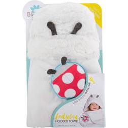 Blooming Bath Hooded Baby Swaddle Towel with Attached Rattle Unisex Ladybug