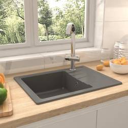 vidaXL Kitchen Sink with Overflow Hole Oval Drainer Waste Kit