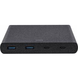 Uniq charger. network. HUB Surge 90W black/charcoal black 2xUSB Quick Charge 3.0 2xUSB-C PD 3.0 (LITHOS Collective)