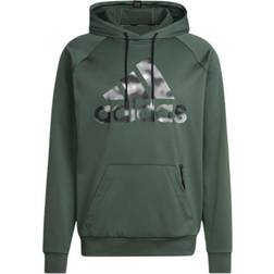 adidas Aeroready Game & Go Camo Logo Hoodie - Green Oxide