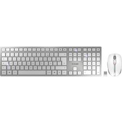 Cherry DW 9100 Slim Teclado Ratón Incluido RF Wireless + Bluetooth AZERTY Francés Plata
