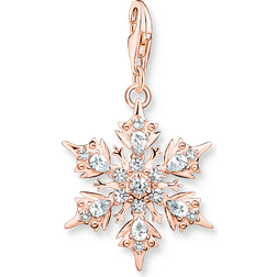 Thomas Sabo Charm-hängsmycke Snöflinga Vita Stenar Roséguld