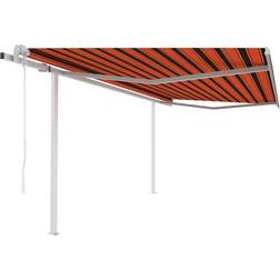 vidaXL Rétractable Automatique Poteaux Patio Extérieur Ombrage 4x3 m Orange et Marron