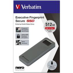 Verbatim Executive Fingerprint Secure SSD 512 Go USB-C Argent