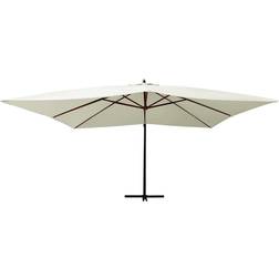 vidaXL Ombrellone A Sbalzo Da Giardino Palo In Legno 400x300 cm Sabbia 300cm